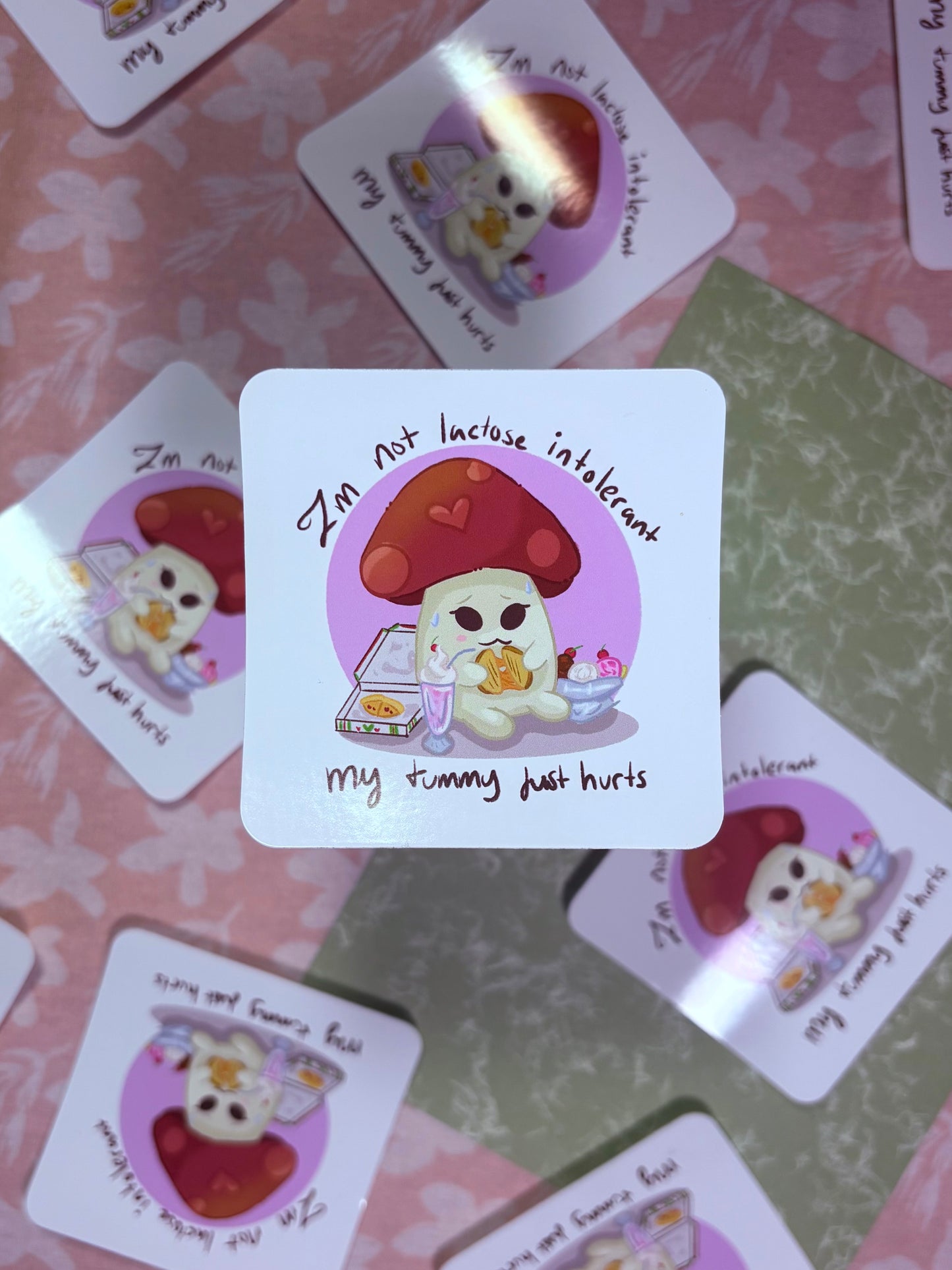 tummy ache momo sticker